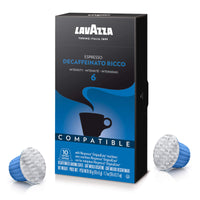 Lavazza Premium Coffee Corp Nespresso OriginalLine Compatible Capsules, Espresso Decaffeinato Ricco, Dark Roast Coffee, 10 Ct (Pack of 2)