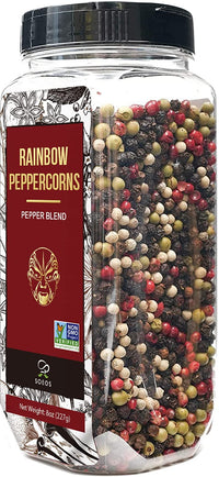 Soeos Rainbow Peppercorns, 8oz (Pack of 1), Mixed Peppercorns, Five Peppercorns Blend, Whole Black, White, Ripe, Green and Pink Pepper, Peppercorn for Grinder Refill