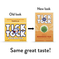 TICK TOCK TEAS Rooibos Vanilla, Naturally Caffeine Free Red Bush Herbal Tea, Rich in Anti-Oxidants, South African, Superfood, Packaging May Vary, 2.8 Oz, 40 Count