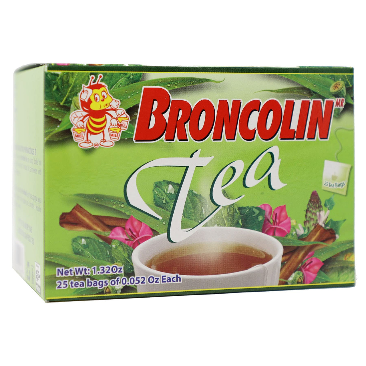 Broncolin Tea, Natural Remedy, Herbal Tea made with Plant Extracts, Helps Soothe an Irritated Throat, 2-Pack of 25 Tea Bags, 2 Boxes