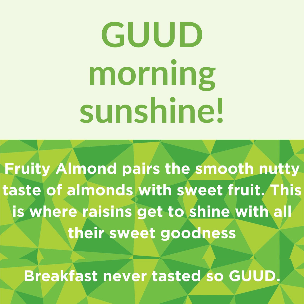 GUUD Fruity Almond Muesli Cereal, 12 Ounce, Gluten Free, Oats, Raisins, Almonds, Cranberries, Flax Seeds, Pumpkin Seeds, Vegan, Non-GMO Certified, Kosher