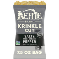 Kettle Brand Krinkle Cut Salt and Fresh Ground Pepper Kettle Potato Chips, Gluten-Free, Non-GMO, 7.5 oz Bag