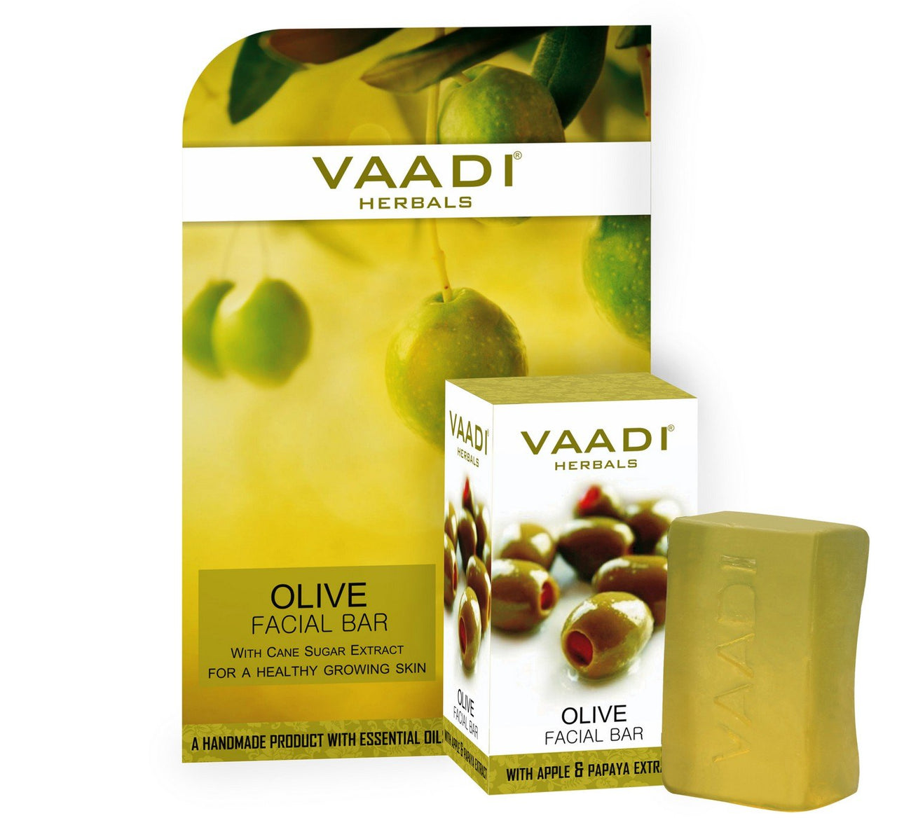 Vaadi Herbals Olive Facial Bar with Cane Sugar Extract, 25g