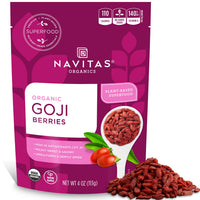 Navitas Organics Goji Berries, 4 oz. Bag, 4 Servings - Organic, Non-GMO, Sun-Dried, Sulfite-Free