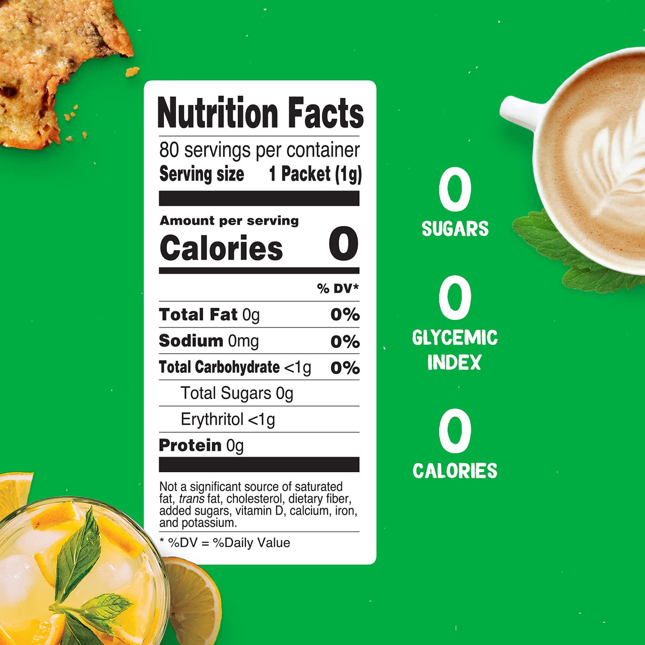 Pyure Organic Stevia Packets | Granulated Sugar Packets - White Sugar Substitute | Zero Carb, Zero Sugar, Zero Calorie Sweetener Packets | Plant-Based Stevia Packets for Keto Coffee | 80 Count