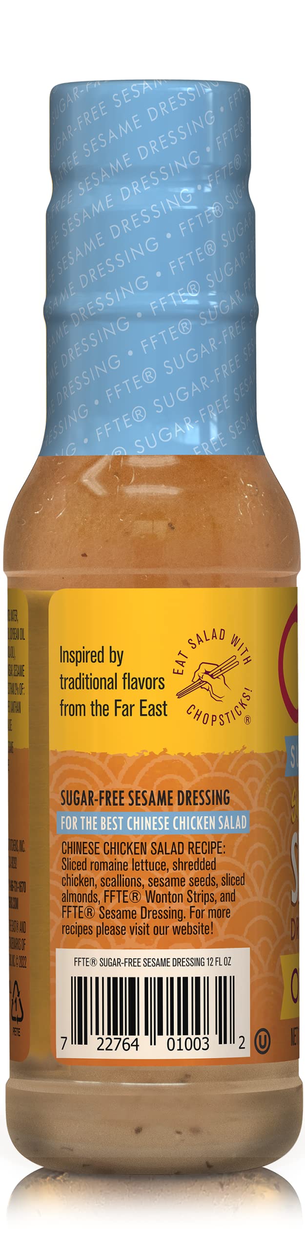 Feast From The East Sugar-Free Sesame Dressing - 12 Fl Oz - Sweet & Tangy - KETO FRIENDLY - ZERO SUGAR - NO CARB - Gluten Free - Asian Sesame Vinaigrette - Chinese Chicken Salad Dressing (Pack of 1)