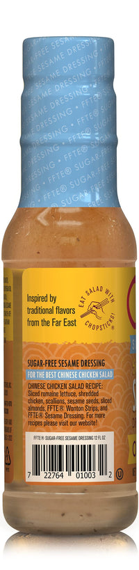 Feast From The East Sugar-Free Sesame Dressing - 12 Fl Oz - Sweet & Tangy - KETO FRIENDLY - ZERO SUGAR - NO CARB - Gluten Free - Asian Sesame Vinaigrette - Chinese Chicken Salad Dressing (Pack of 1)