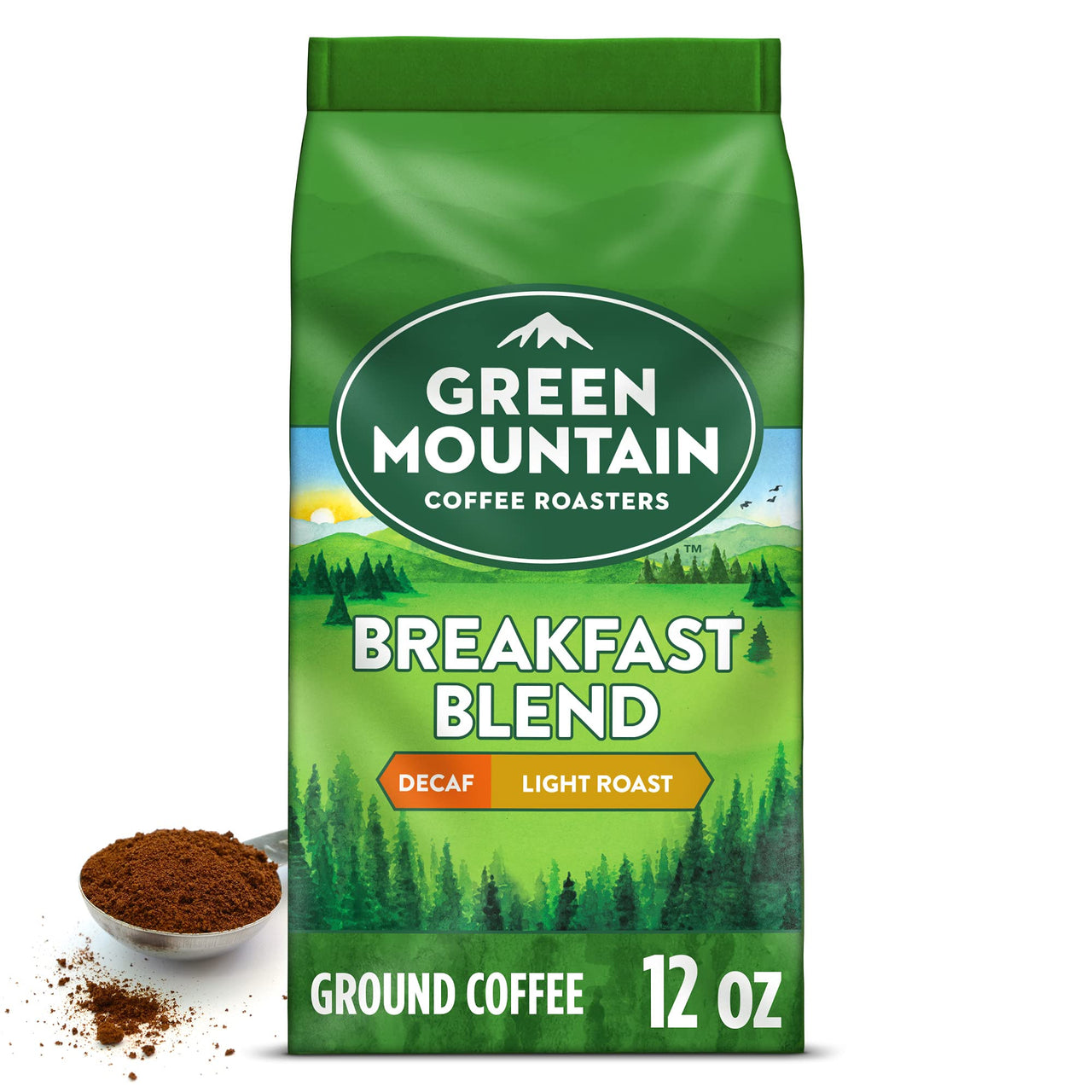 Green Mountain Coffee Roasters Breakfast Blend Decaf, Ground Coffee, Light Roast, Bagged 12 oz