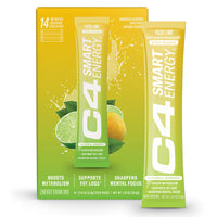 C4 Smart Energy Powder On-the-Go Stick Pack - Sugar Free Performance Fuel & Nootropic Brain Booster, Coffee Substitute or Alternative | Yuzu Lime - 14 Count
