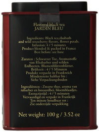 Dammann Freres Loose Leaf, Jardin Bleu, Premium Gourmet French Black Tea, Blend Strawberry, Rhubarb Flavors, 3.52 Ounce Tin