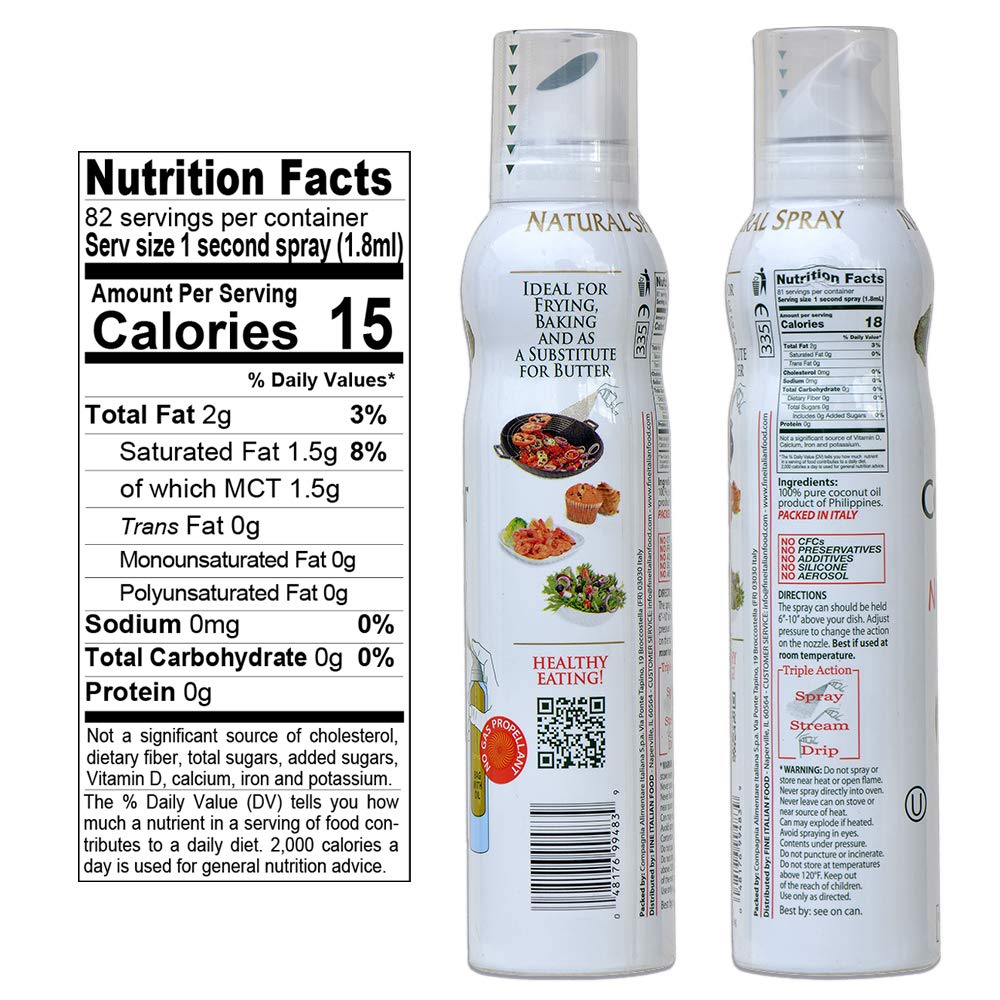 Mantova Coconut Oil, 100% Pure Cooking Oil Spray, perfect for healthy Keto snacks, baking, grilling, seasoning, or cooking, our oil dispenser bottle lets you spray, drip, or stream with no waste, 5 oz