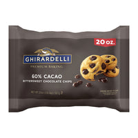 Ghirardelli 60% Cacao Bittersweet Chocolate Premium Baking Chips, Chocolate Chips for Easter Cookies, 20 Oz Bag