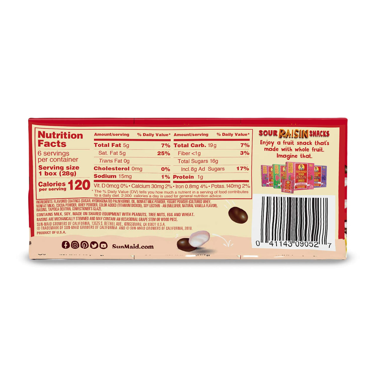 Sun-Maid | Yogurt Covered Raisin Snacks | Dark Chocolate & Vanilla | 1 Ounce Snack-Size For Kids (6 Total)