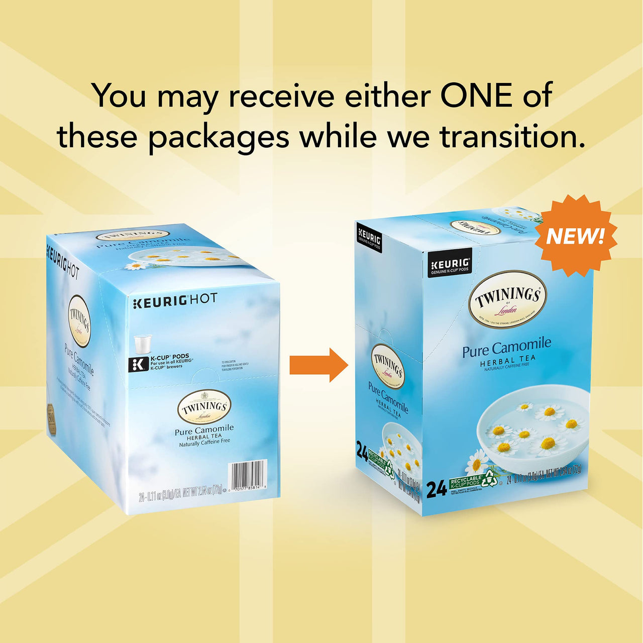 Twinings Herbal Camomile Tea K-Cup Pods for Keurig, Naturally Caffeine Free, Made with Pure Camomile Blossoms, 24 Count (Pack of 1)