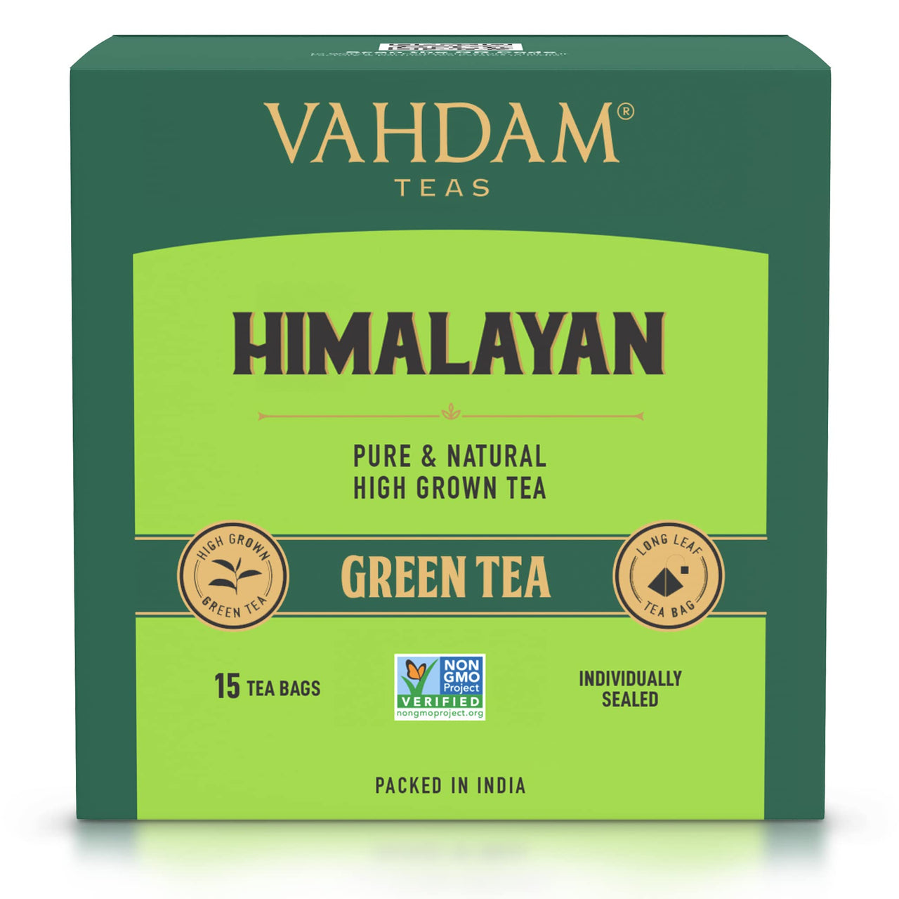 VAHDAM, Organic Green Tea Leaves from Himalayas (15 Pyramid Tea Bags) Non-GMO, USDA Organic Green Tea | Detox Tea Loose Leaf Tea Bag | Eco-Conscious Tea Bags, Rich in Antioxidants