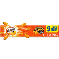 Goldfish Flavor Blasted Xtra Cheddar Cheese Crackers, Baked Snack Crackers, 0.9 Oz On-the-Go Snack Packs, (Pack of 9)
