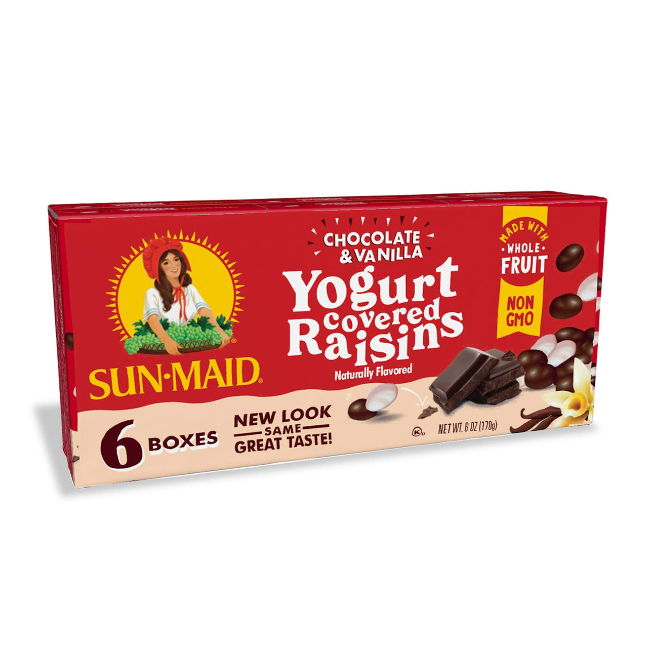 Sun-Maid | Yogurt Covered Raisin Snacks | Dark Chocolate & Vanilla | 1 Ounce Snack-Size For Kids (6 Total)