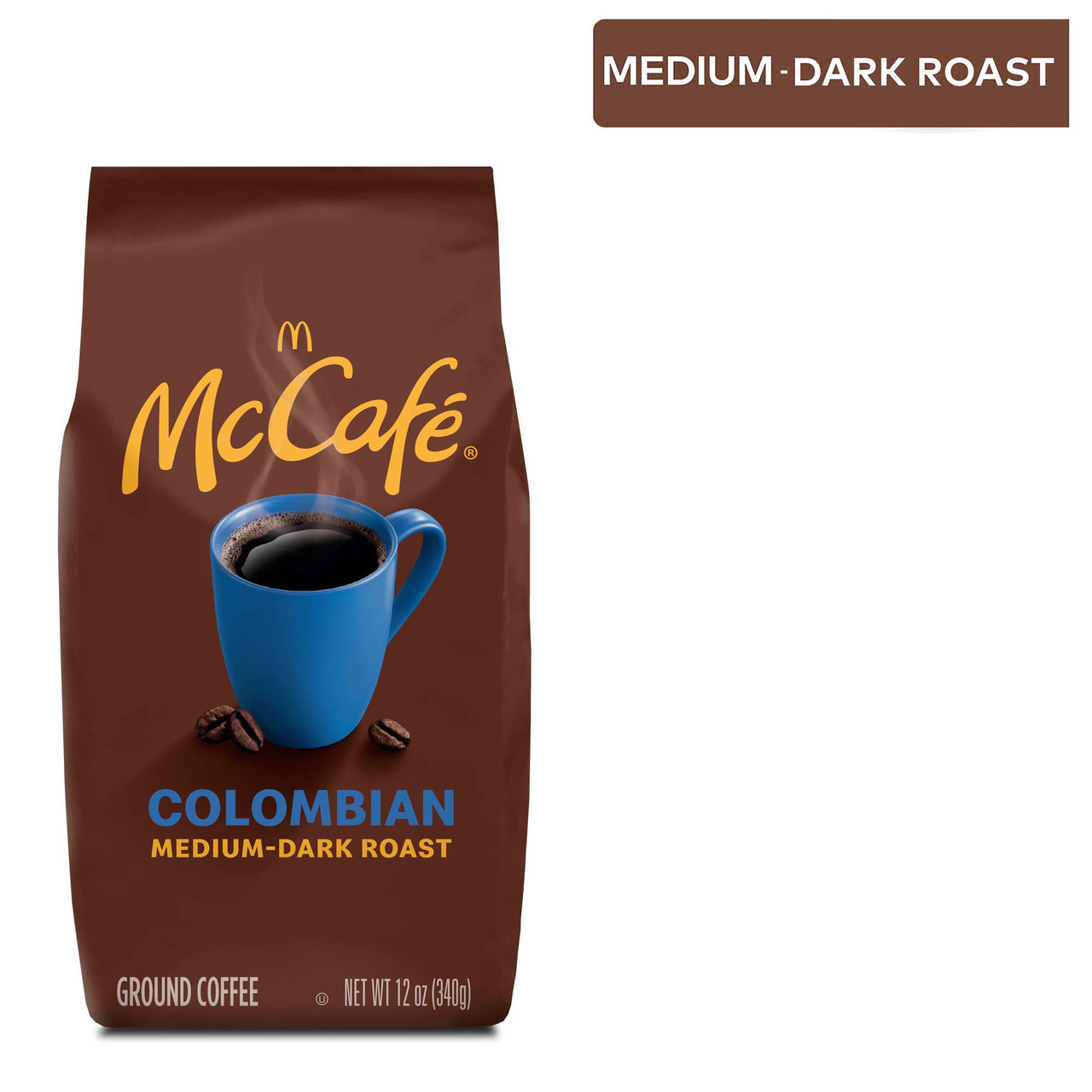 McCaf Colombian, Medium-Dark Roast Ground Coffee, 12 oz Bag