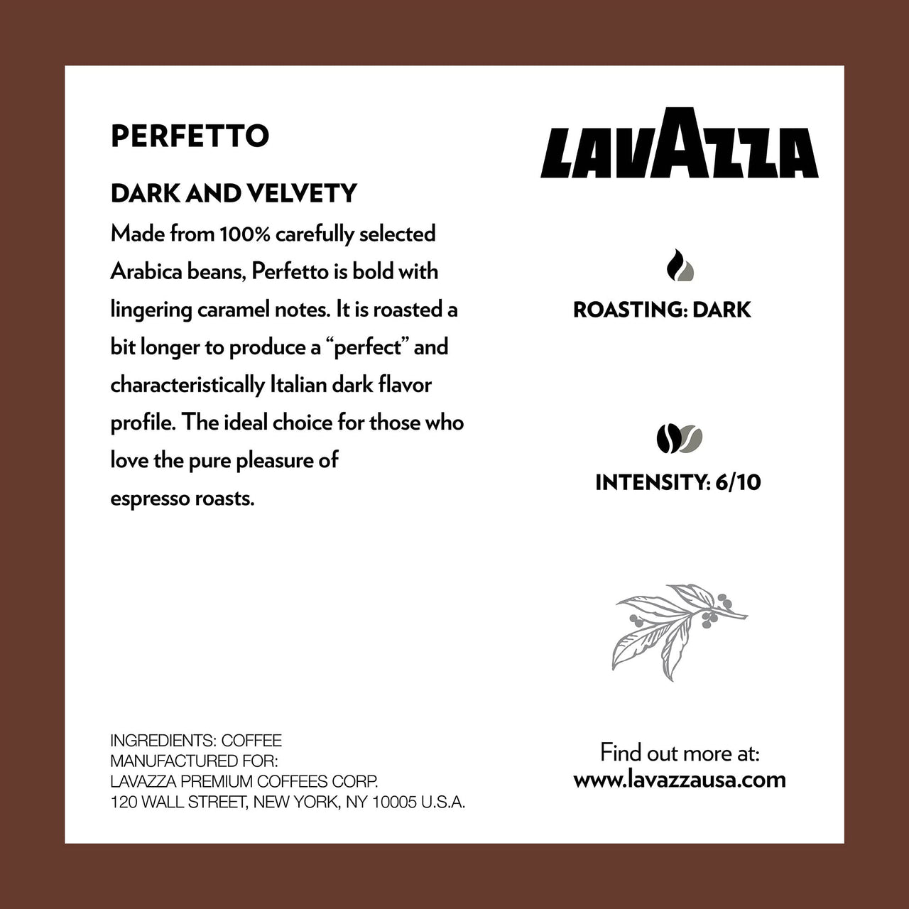Lavazza Perfetto Single-Serve Coffee K-Cup Pods for Keurig Brewer, 32 Count, Full-bodied dark roast with bold, dark flavor and notes of caramel, 100% Arabica
