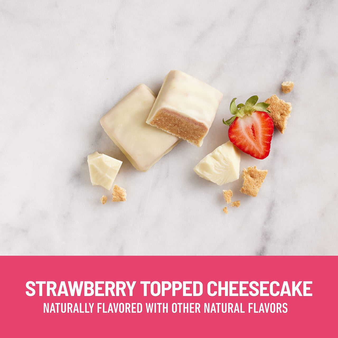 SlimFast Low Carb Snacks, Keto Friendly for Weight Loss with 0g Added Sugar, Strawberry Topped Cheesecake Snack Bar Minis, 12 Count Box (Packaging May Vary)