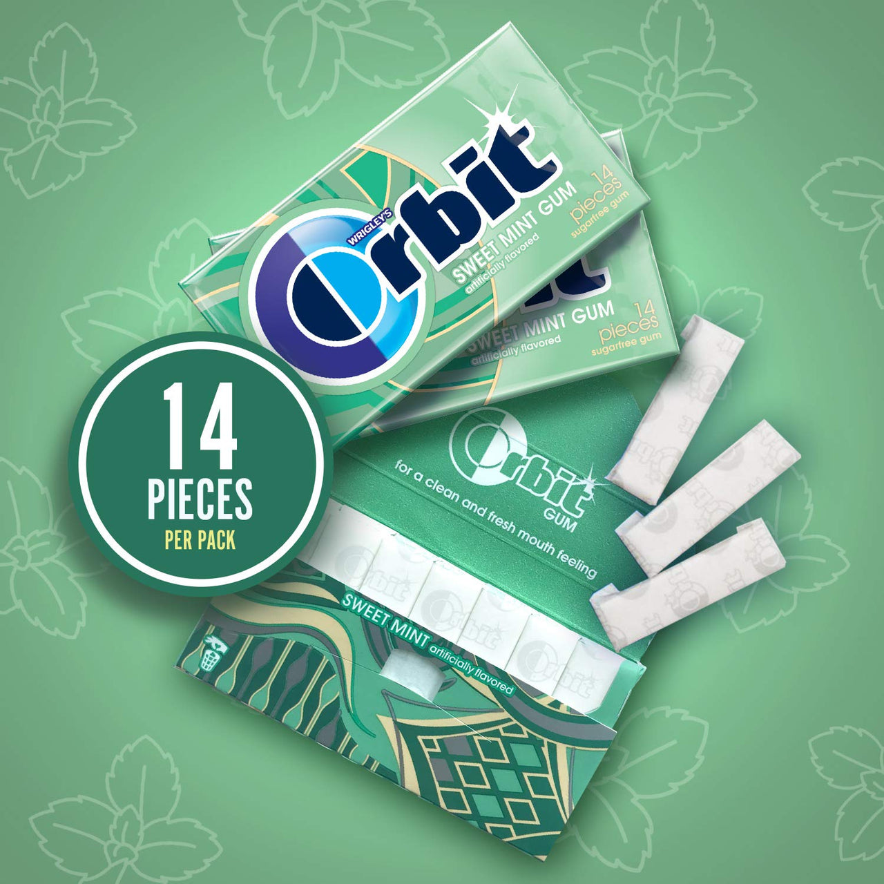 Orbit Sweet Mint Sugar Free Gum, 8 Count