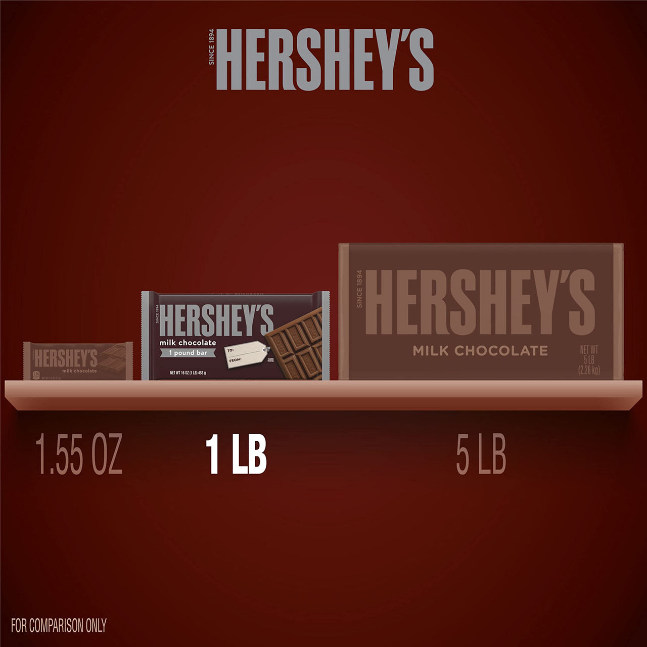HERSHEY's Milk Chocolate, Gluten Free Candy Gift Bar, 16 oz