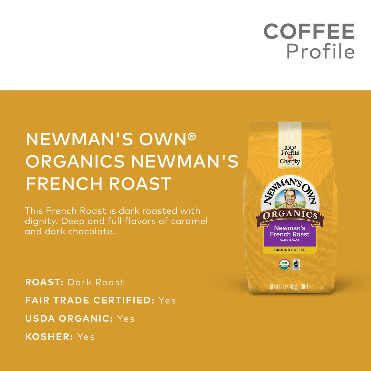 Newman's  Own Organics Newman's  French Roast, Ground Coffee, Dark Roast, Bagged 10 oz