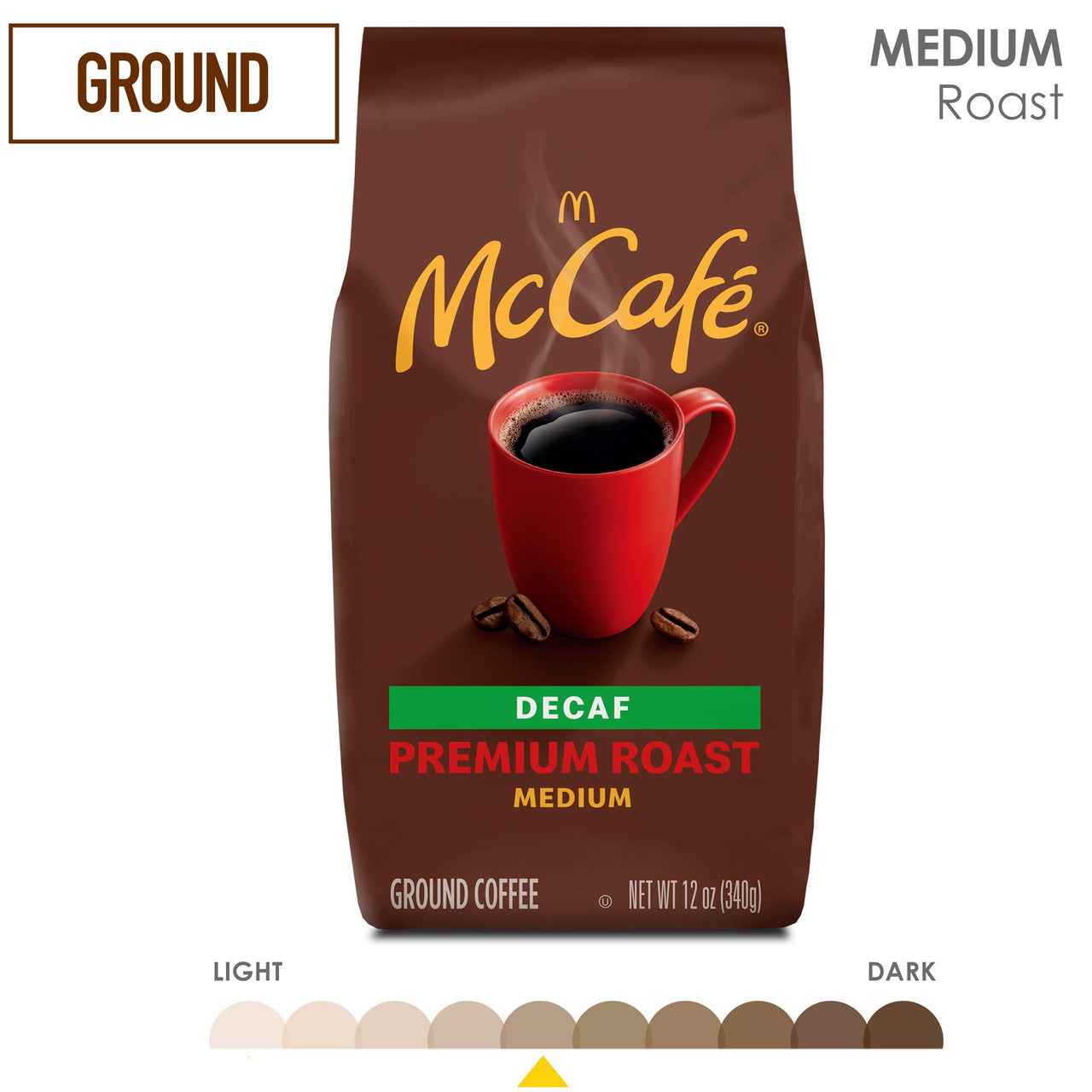 McCafe Medium Roast Ground Coffee, Premium Roast Decaf, 12 Oz