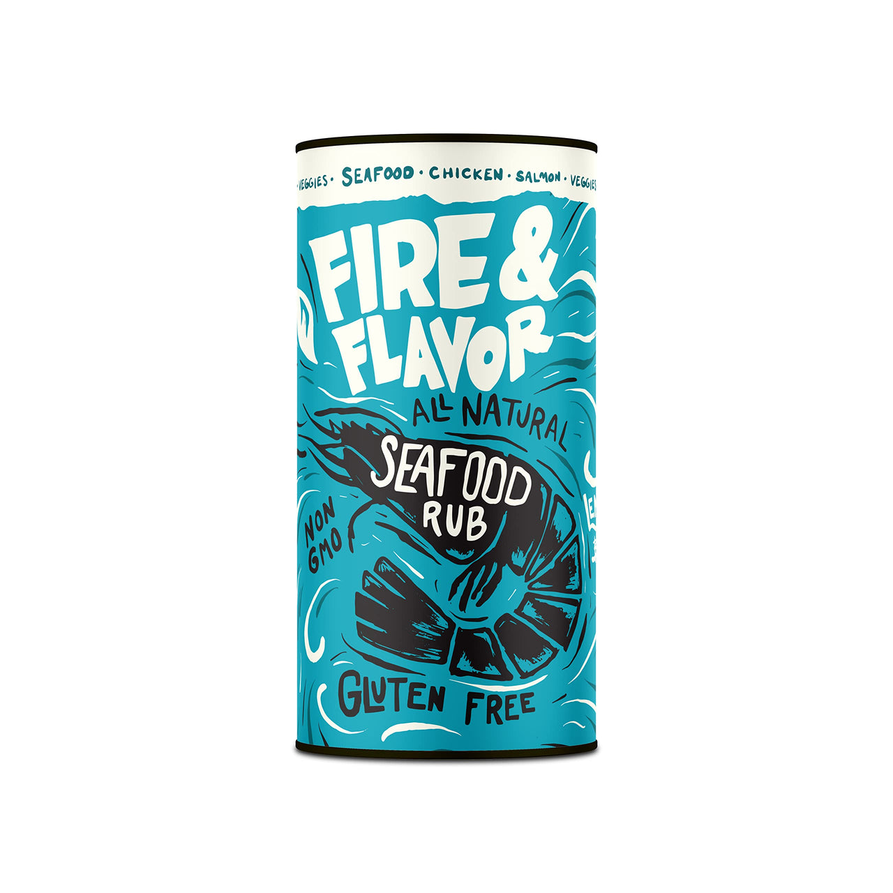 Fire & Flavor All Natural Seafood Rub, Lemon, Bell Pepper, & Herb Seasoning Blend, 9.5oz