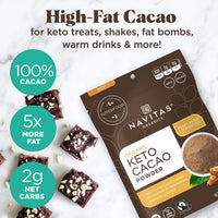 Navitas Organics Keto Cacao Powder, 8 oz. Bag, 15 Servings  Organic, Non-GMO, Fair Trade, High Fat Cacao