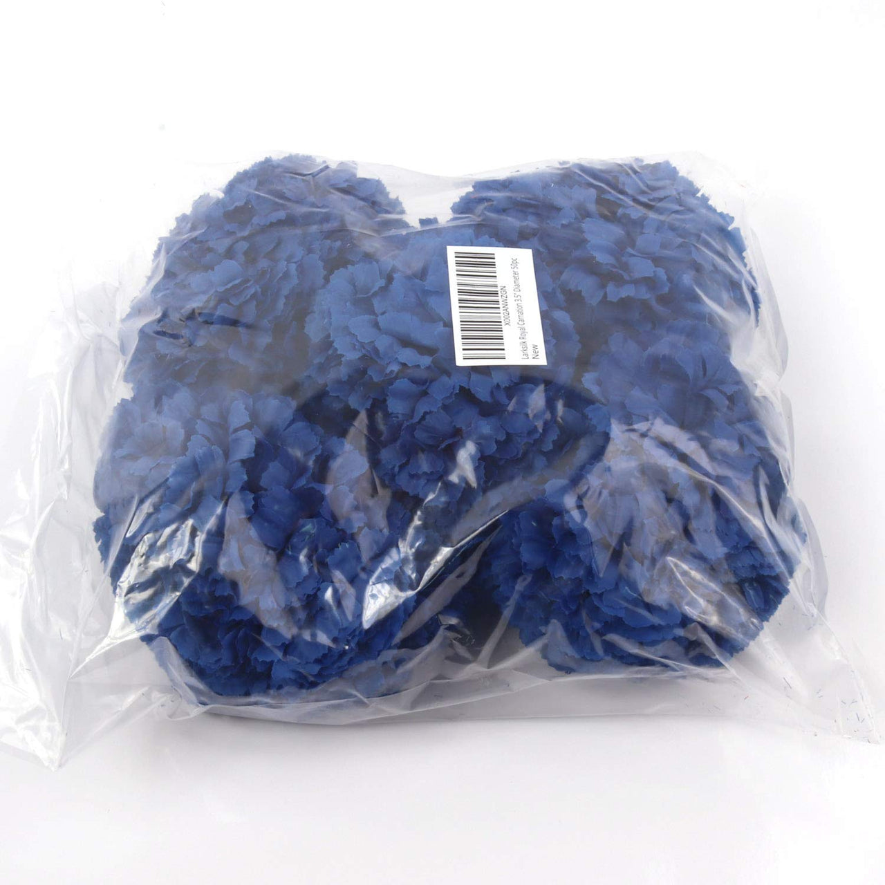 Larksilk Royal Blue Silk Carnation Picks, Artificial Flowers for Weddings, Decorations, DIY Decor, 50 Count Bulk, 3.5" Carnation Heads with 5" Stems
