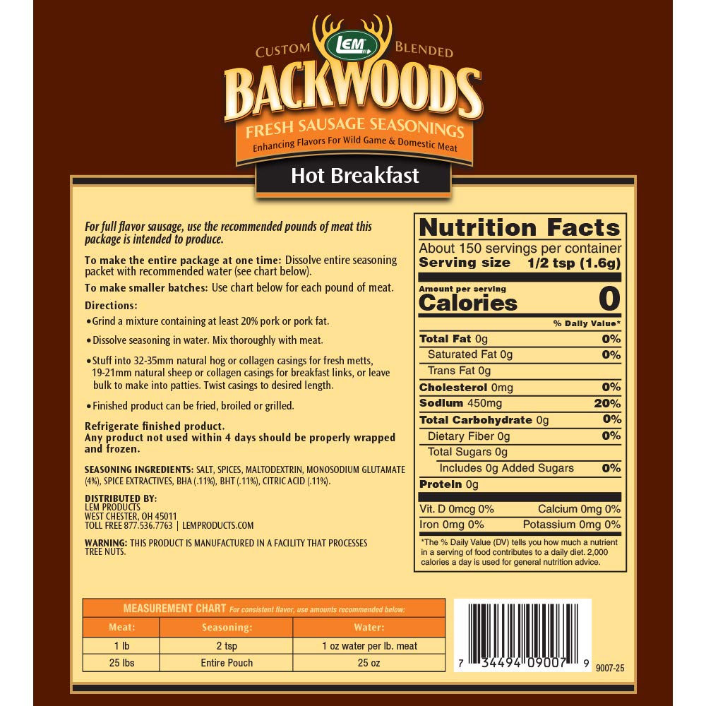 LEM Backwoods Hot Breakfast Fresh Sausage Seasoning