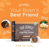 Mushroom Coffee K-Cups by Four Sigmatic | Organic and Fair Trade Dark Roast Coffee with Lions Mane, Chaga & Mushroom Powder | Focus & Immune Support | Vegan & Keto | Sustainable Pods | 24 Count