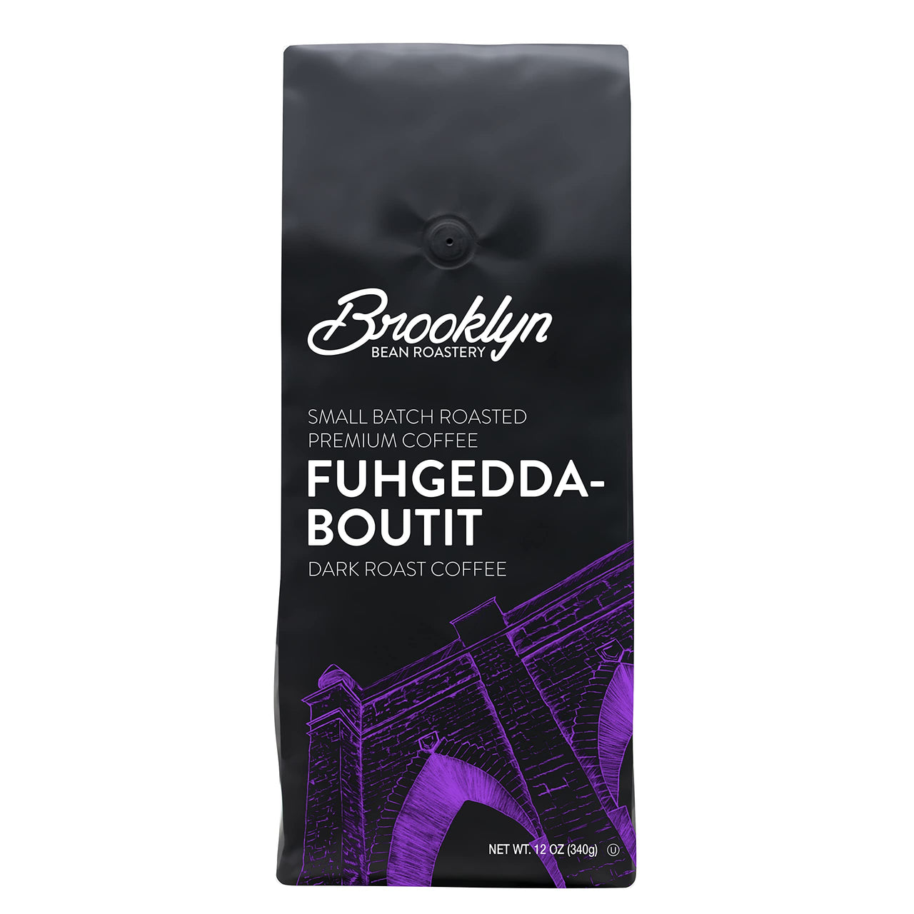 Brooklyn Beans Fuhgeddaboutit 100% Arabica Craft Roasted Ground Coffee, Dark Roast, 12 Ounce Bag