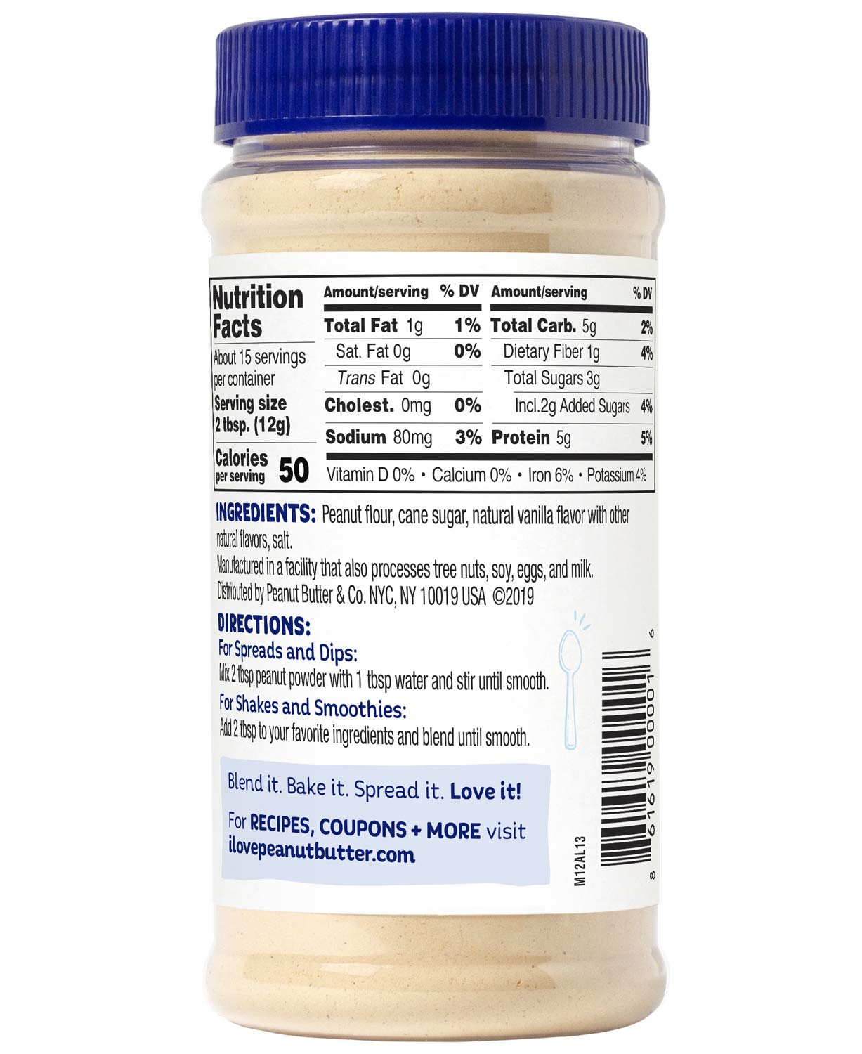 Peanut Butter & Co. Vanilla Peanut Powder, Non-GMO Project Verified, Gluten Free, Vegan, 6.5 oz Jar