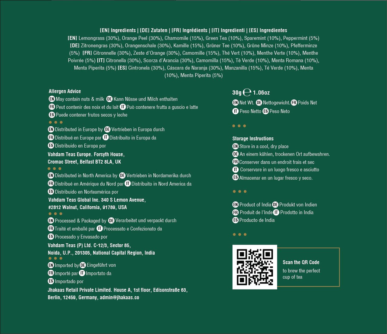 VAHDAM, Organic Chamomile Tea with Mint & Citrus (15 Pyramid Tea Bags) Low Caffeine, Calming & Relaxing Green Tea Blend | 100% Natural Detox Chamomile Tea Bag | Brew Hot or Iced Tea | Camomile Tea