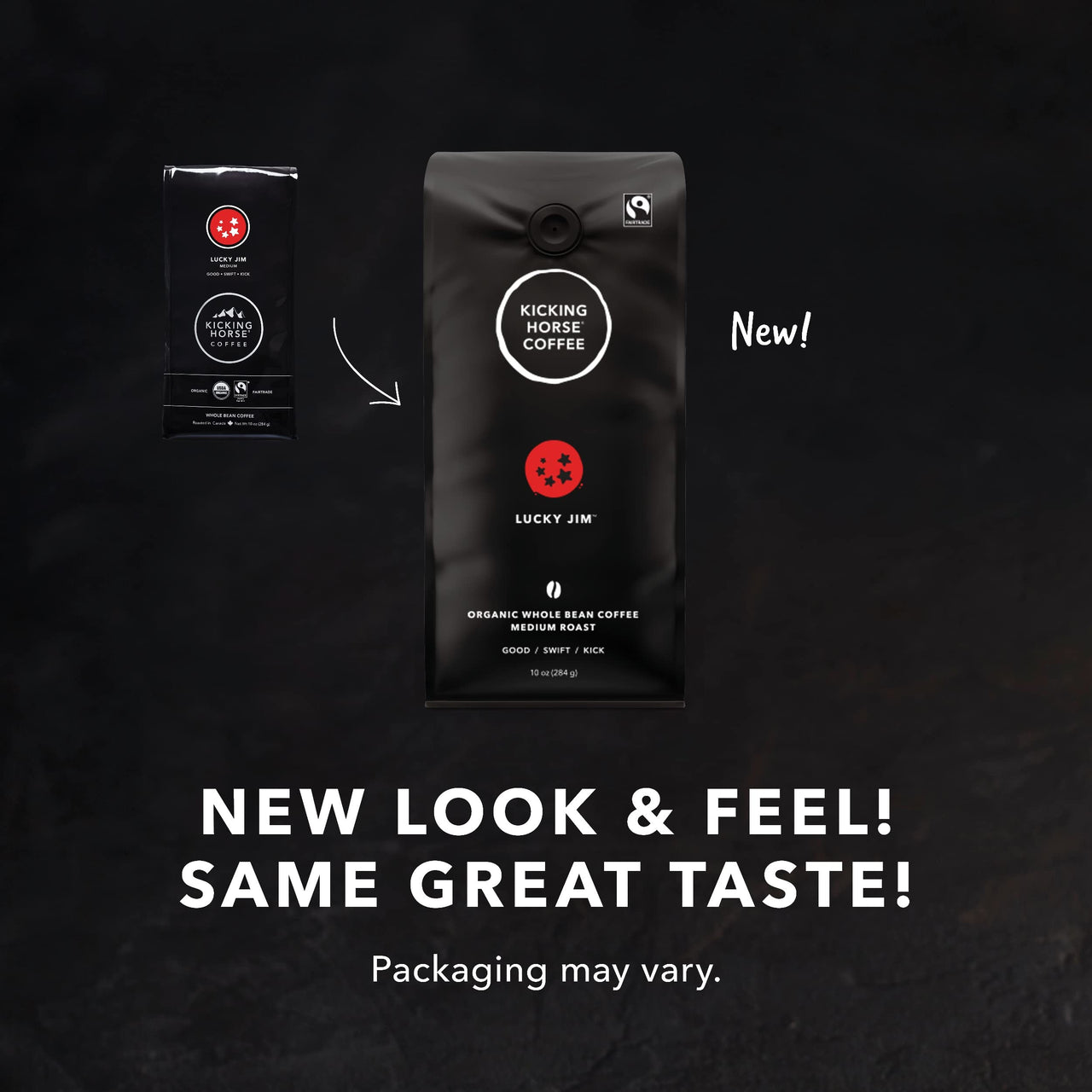 Kicking Horse Coffee Lucky Jim Whole Beans, Medium Roast, Certified Organic Fairtrade Kosher Coffee, Black, 10 Oz