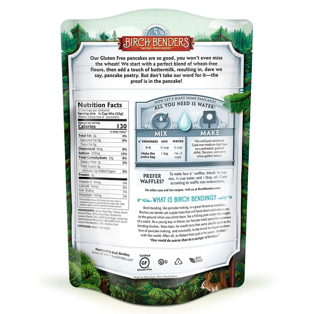 Gluten-Free Pancake and Waffle Mix by Birch Benders, Made with Brown Rice Flour, Potato, Cassava, Almond, and Cane Sugar, Family Pack, Just Add Water, 14 Ounce (1-pack)