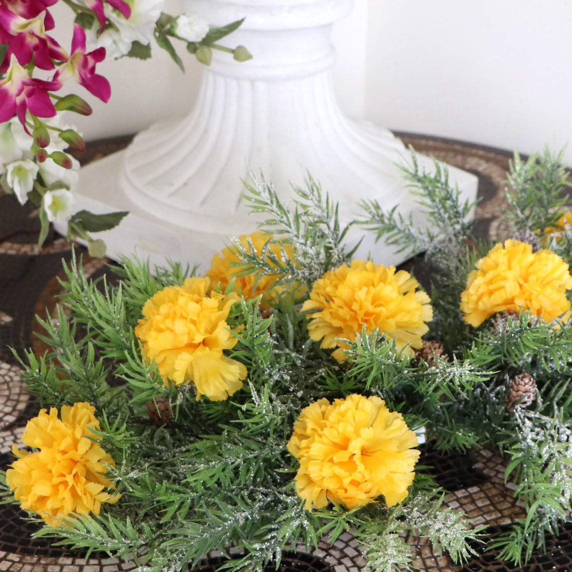 Larksilk Gold Silk Carnation Picks, Artificial Flowers for Weddings, Decorations, DIY Dcor, 50 Count Bulk, 3.5" Carnation Heads with 5" Stems