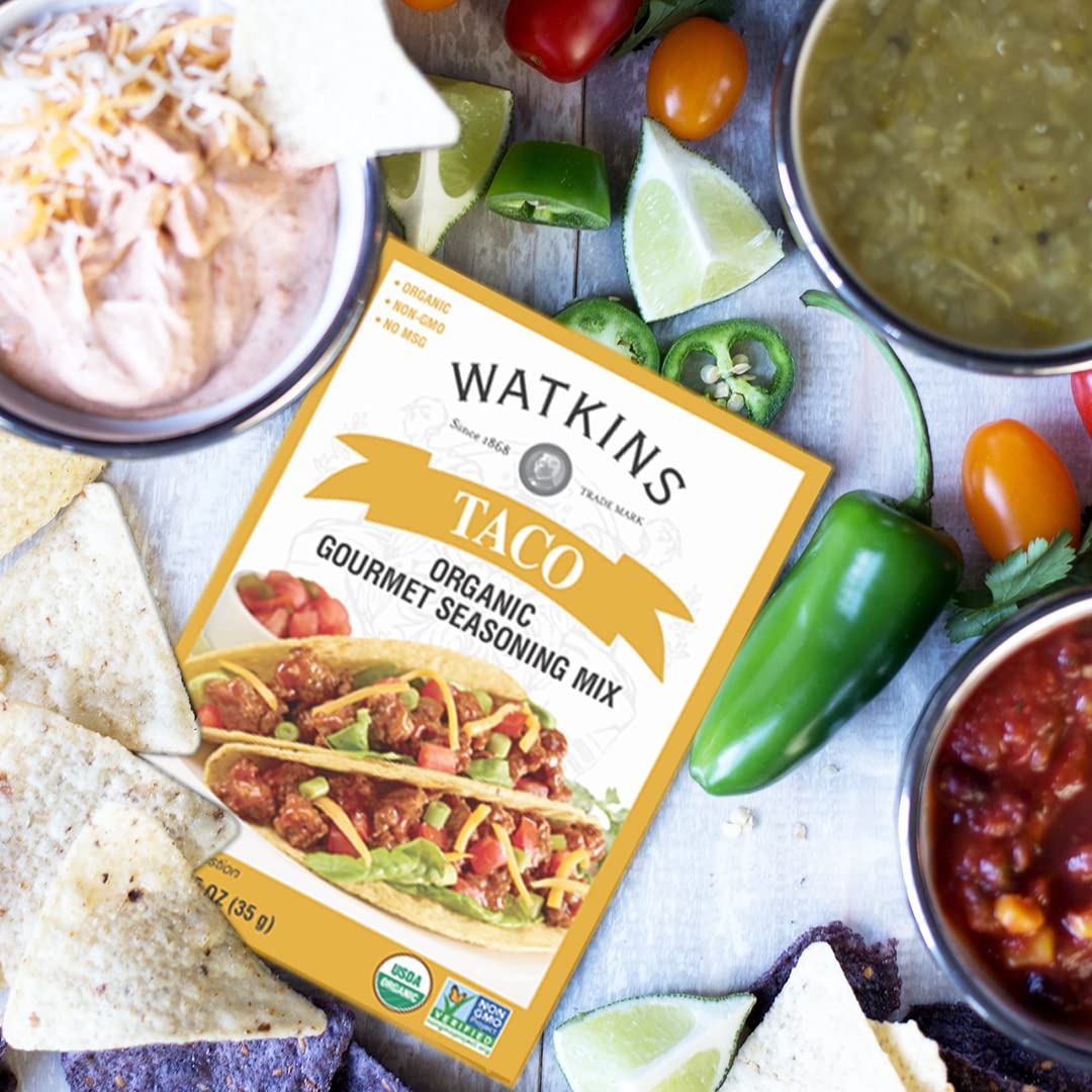 Watkins Organic Taco Gourmet Seasoning Mix, 1 oz. Packets,12 Count(Pack of 1)