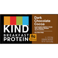 KIND Breakfast, Healthy Snack Bar, Dark Chocolate Cocoa, Gluten Free Breakfast Bars, 8g Protein, 1.76 OZ Packs (6 Count)