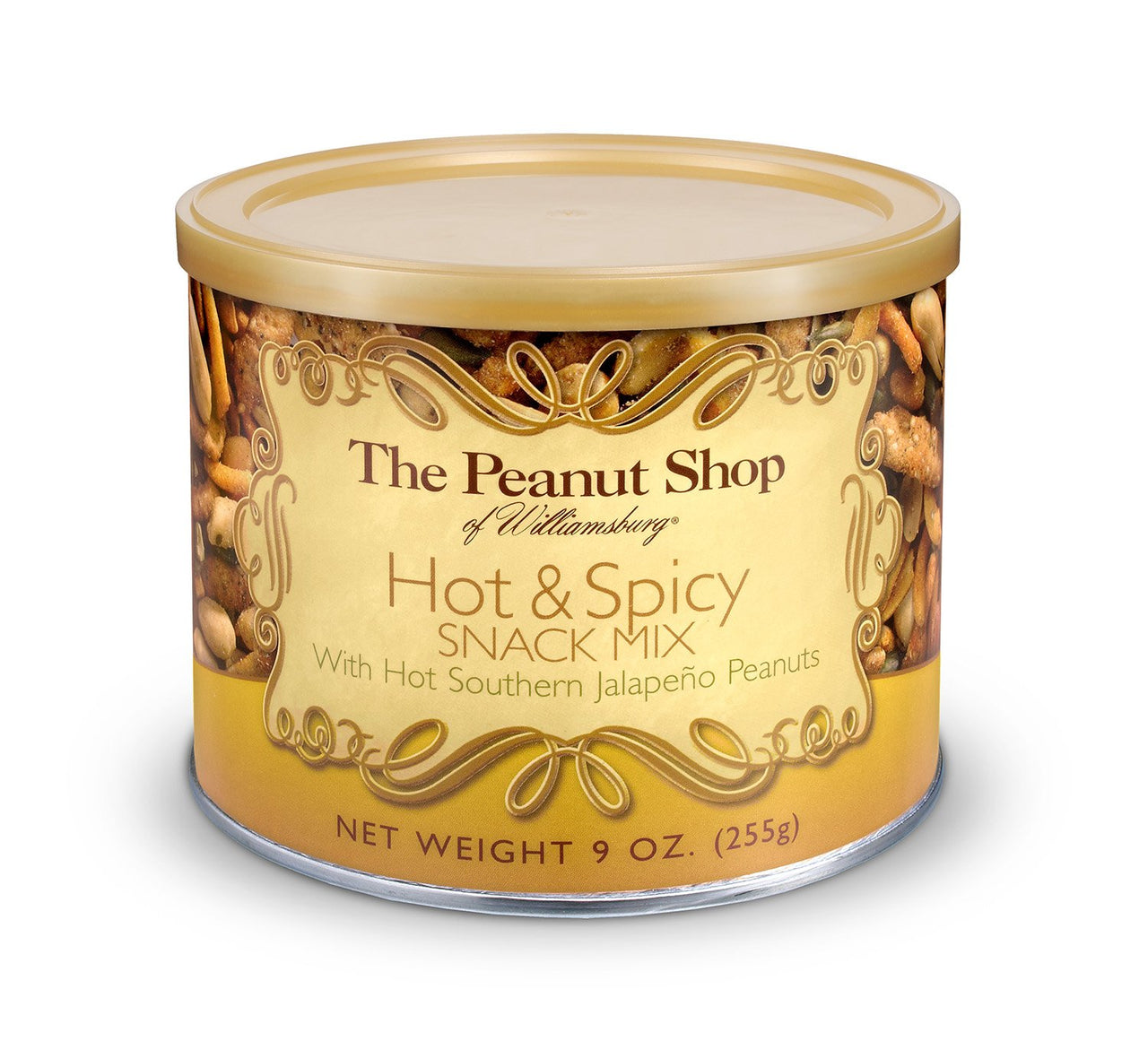 The Peanut Shop of Williamsburg Hot & Spicy Snack Mix, 9-Ounce Tin