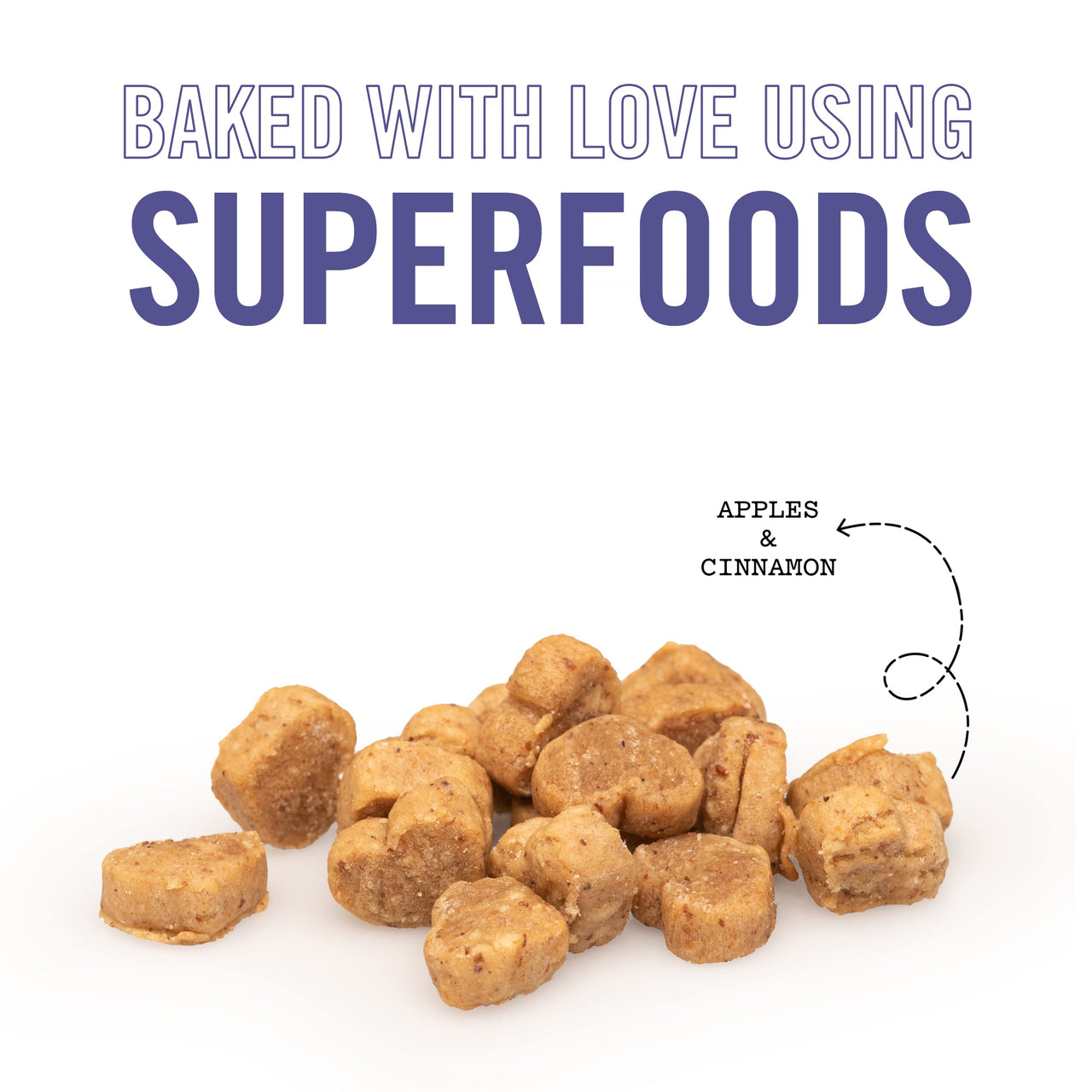 Three Dog Bakery Soft and Chewy Super Rewards with Superfoods Dog Treats, Low Calorie Dog Training Treats for Dogs, Orchard Apple Pie Flavor, 8 Ounce Resealable Bag