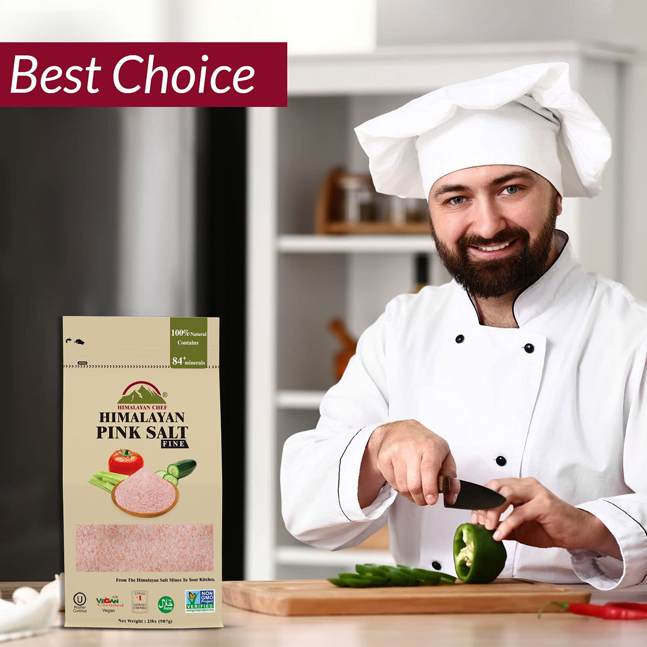 Himalayan Chef Pink Salt Fine, 2 Pounds (Pack of 1)