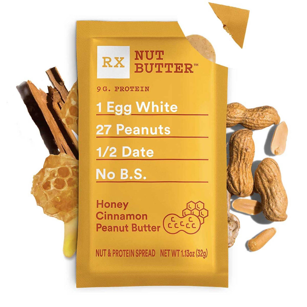 RX Nut Butter Peanut Butter, Honey Cinnamon, Delicious Flavor, 11.3oz Box (10 Count)