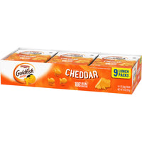 Goldfish Cheddar Cheese Crackers, Baked Snack Crackers, 1 oz On-the-Go Snack Packs, 9 Count Tray