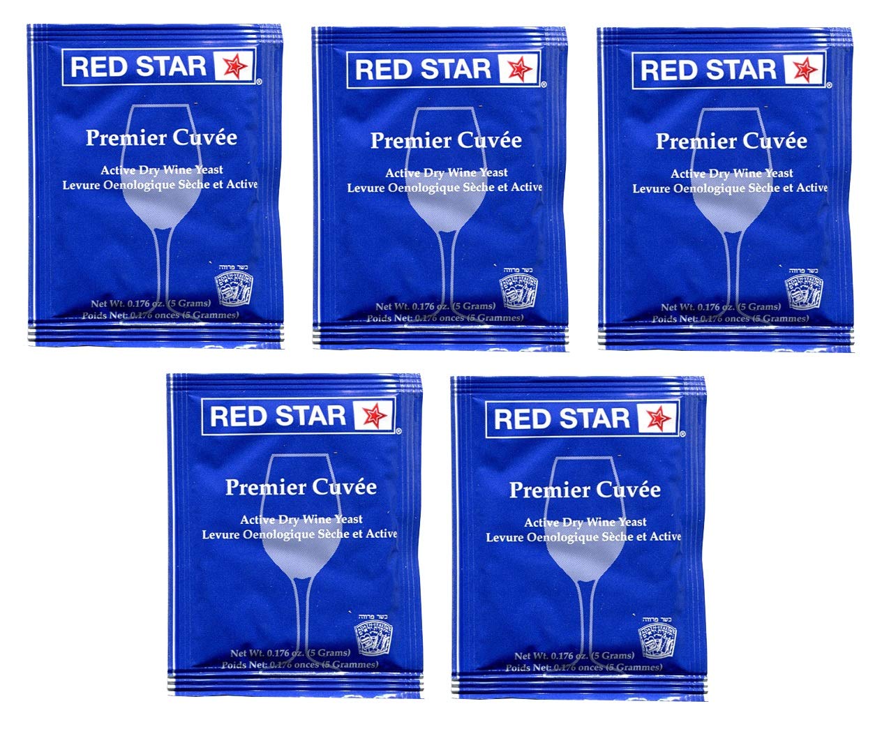 Red Star Premier Cuvee Wine Yeast - Pack of 5 - With North Mountain Supply Freshness Guarantee