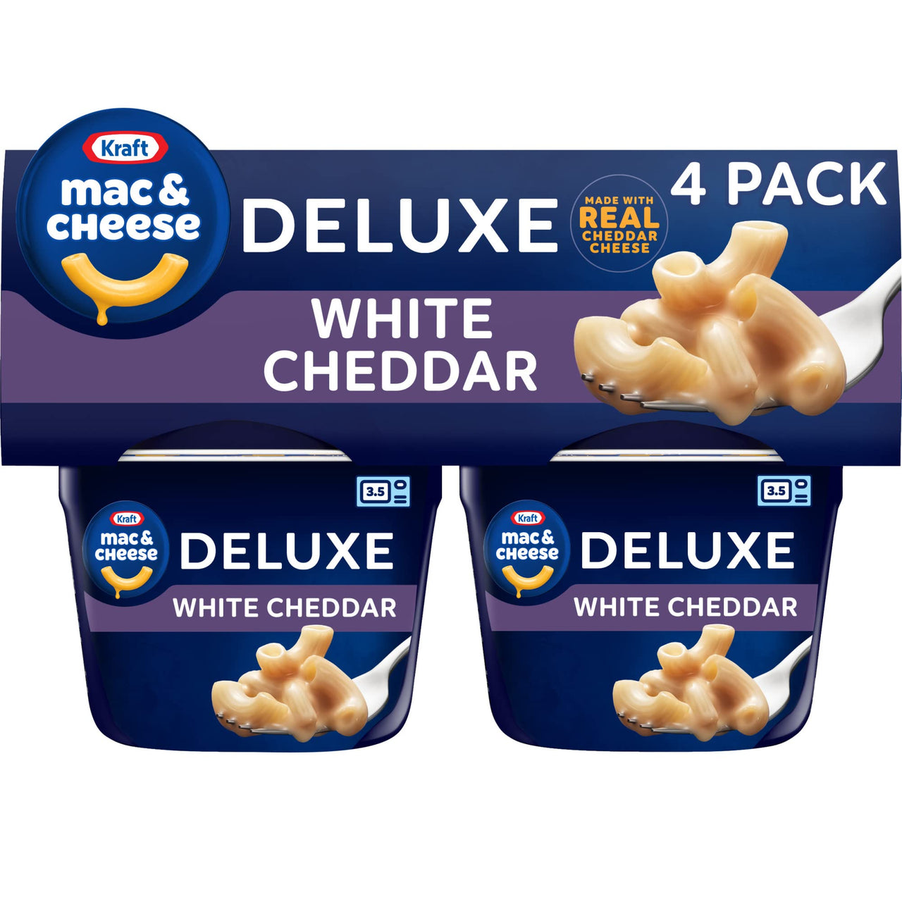 Kraft Deluxe Easy Mac White Cheddar Macaroni and Cheese (4 Microwaveable Cups)