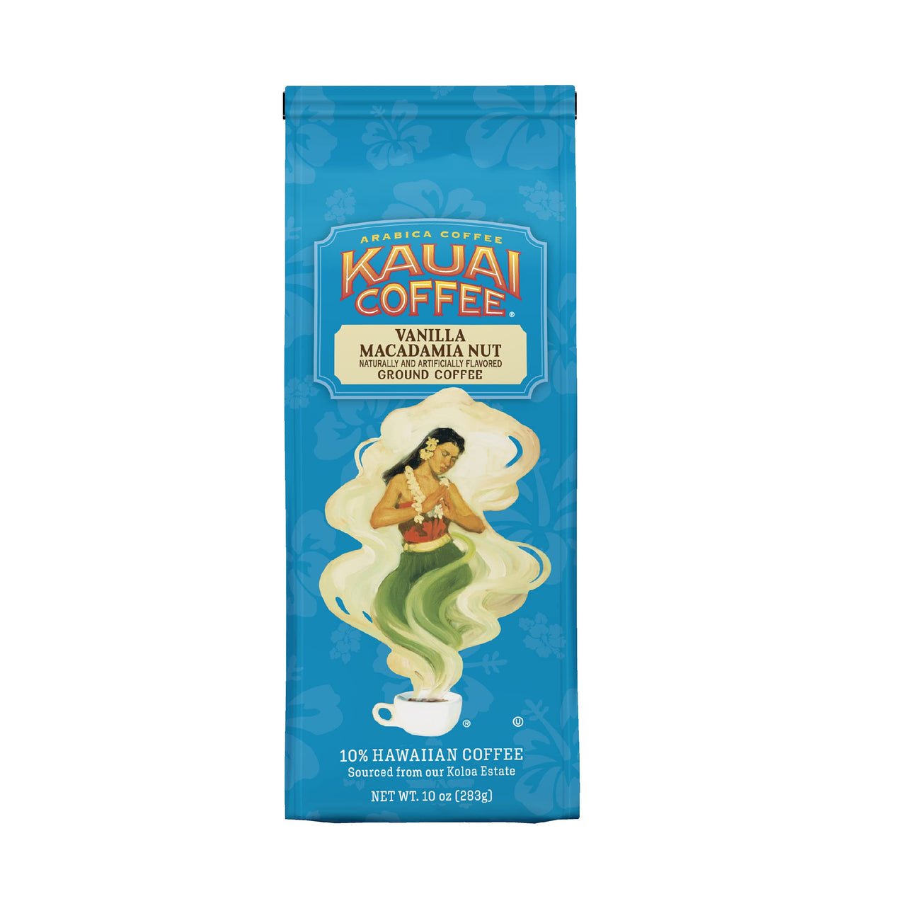 Kauai Hawaiian Ground Coffee, Vanilla Macadamia Nut Flavor - Gourmet Arabica Coffee From Hawaii's  Largest Grower, Smooth, Delicious Flavor and Amazing Aroma - 10 Ounce