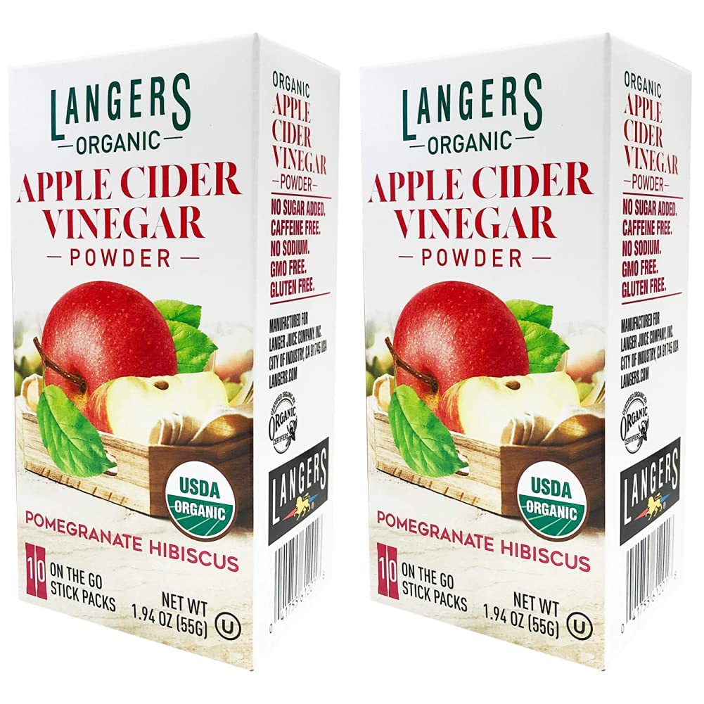 Langer's  Organic Apple Cider Vinegar Powder Sticks, Pomegranate Hibiscus, Pack Of 20, 1 Ounce (Pack of 1)
